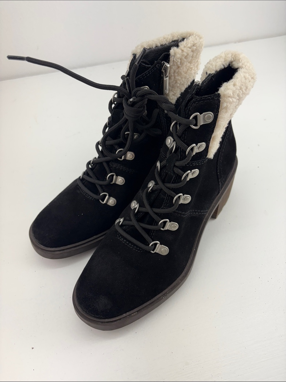 Lucky Brand Demia Black Suede Hiker Boots Womens‎ 8